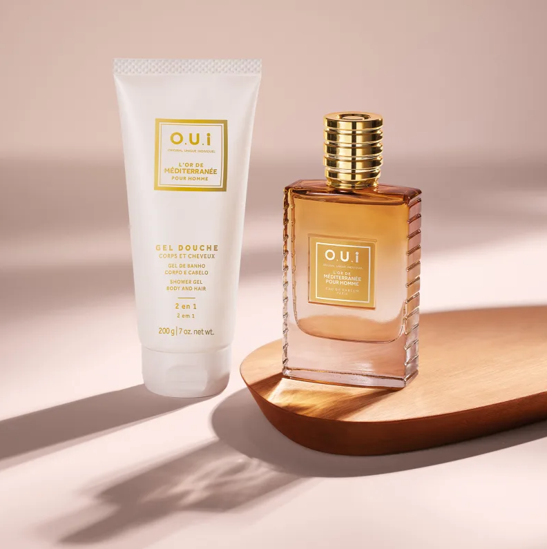 Combo O.U.i L’Or de Méditerranée Pour Homme: Eau de Parfum 75ml + Gel de Banho Corpo e Cabelo 200g
