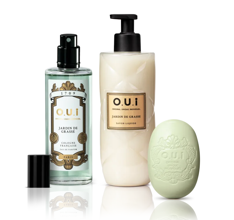Combo O.U.i Jardin De Grasse: Eau De Parfum Com Válvula 100ml + Sabonete em Barra 90g + Sabonete Líquido 400ml