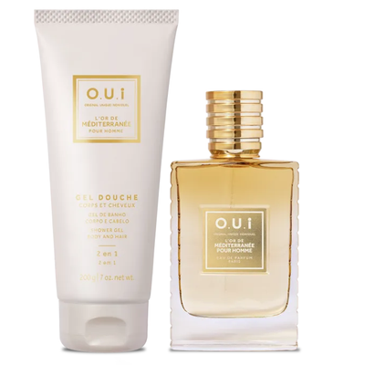 Combo O.U.i L’Or de Méditerranée Pour Homme: Eau de Parfum 75ml + Gel de Banho Corpo e Cabelo 200g
