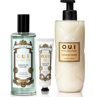 Combo O.U.i Jardin de Grasse: Sabonete Líquido 400ml + Creme para Mãos 30g + Eau De Parfum 100ml