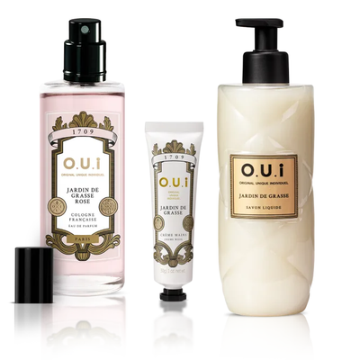 Combo O.U.i Jardin De Grasse: Eau De Parfum Rose 100ml + Sabonete Líquido 400ml + Creme para as Mãos 30g