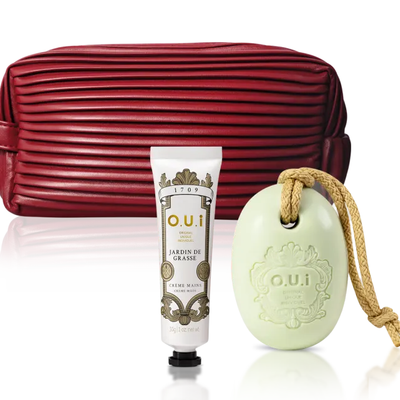 Combo Jardin de Grasse: Creme Hidratante para as Mãos 30g + Sabonete em Barra 190g + O.U.i Nécessaire Vermelho Feminino