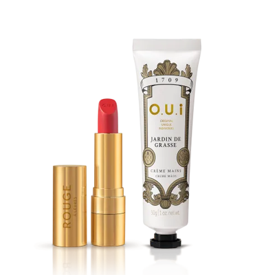 Kit O.U.i Rouge Luxe & Jardin de Grasse  - Batom 3,5g + Creme de Mãos 30g